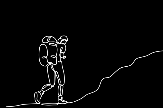 Man on a mindful hike.